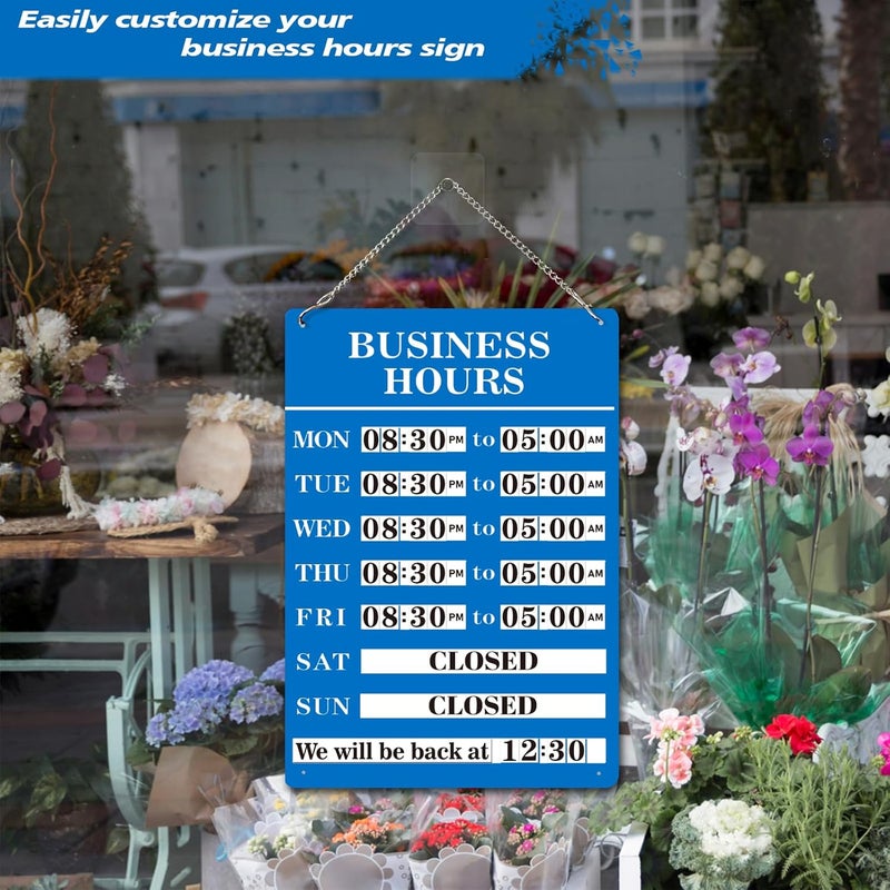 Magrooyar Magnetic Changeable Business Hours Sign, Metal Hours of Operation Signs for Business, Store Hours Sign for Glass Door or Window (BL-hours sign) - Image 4